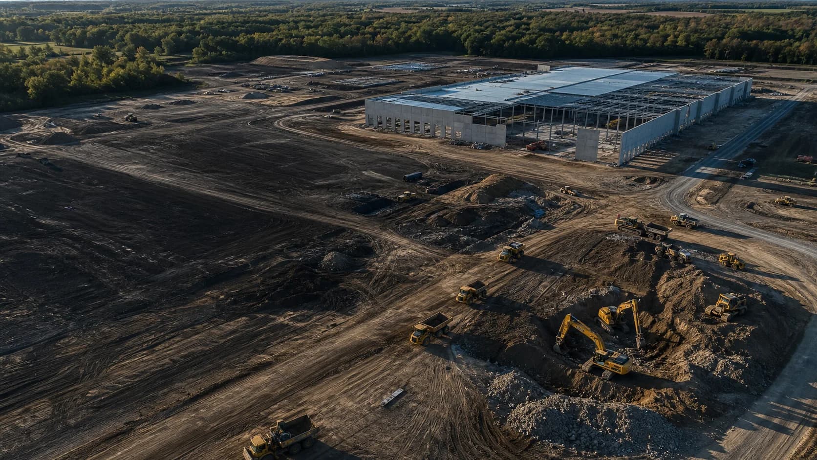 Earthworks equipment operating on a project site