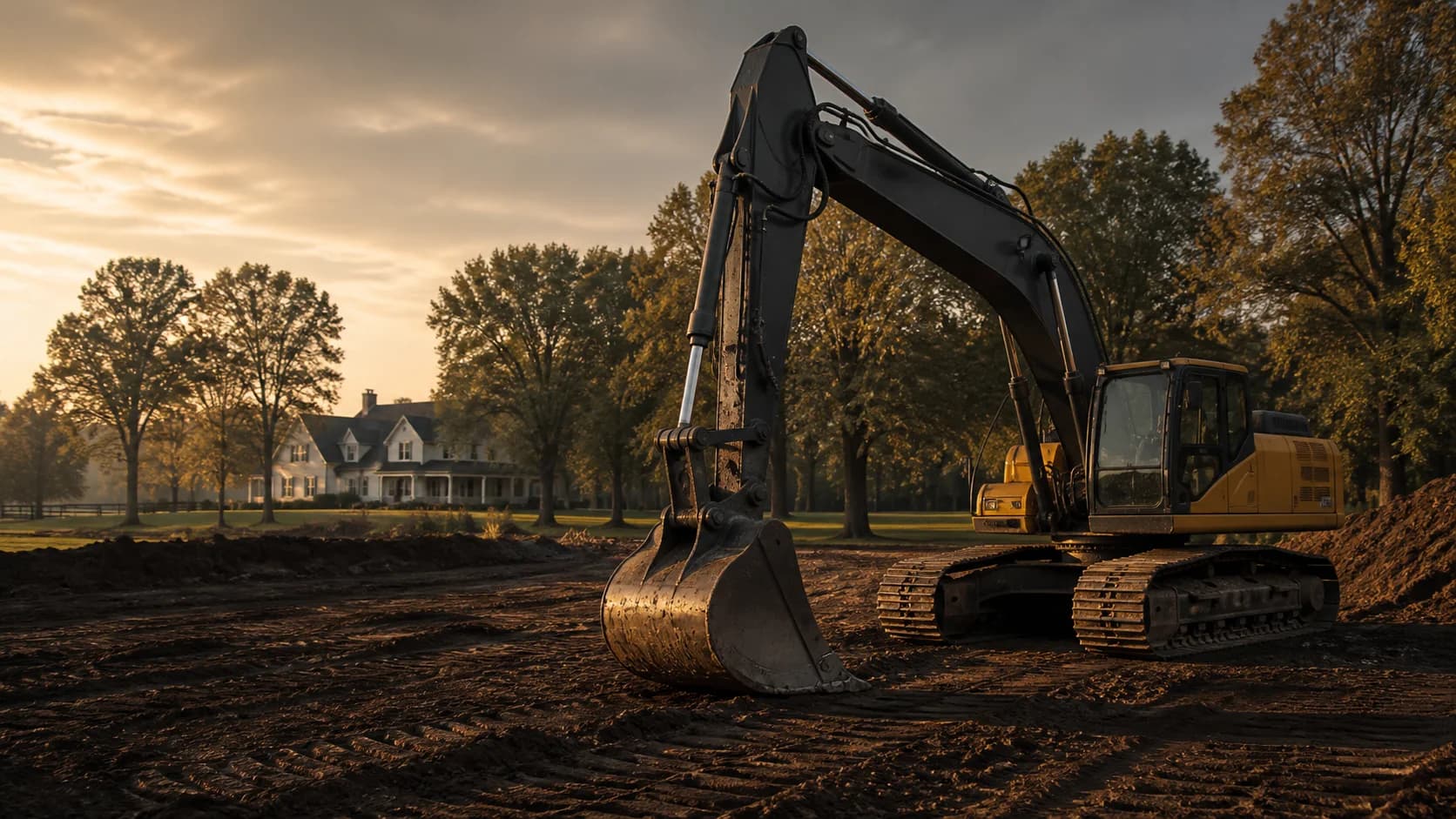 Earthworks equipment operating on a project site